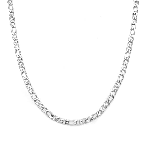 XUEBAIFU Halskette Herren 4mm Figaro Kette 925 Silber Kette für Damen Männer Silberkette Kubanische Halsketten hypoallergen Herrenkette 45cm XUEBAIFU Halskette Herren 4mm Figaro Kette 925 Silber Kette für Damen Männer Silberkette Kubanische Halsketten hypoallergen Herrenkette 45cm von XUEBAIFU