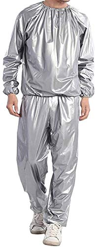 Fitness-Schweißkleidung, Sauna-Body-Trainingsanzüge, for Männer Und Frauen Fitnessübungen, Anti-Rip-PVC-Material Saunaanzug (Color : Silver, Size : 5XL) von XUEBIN