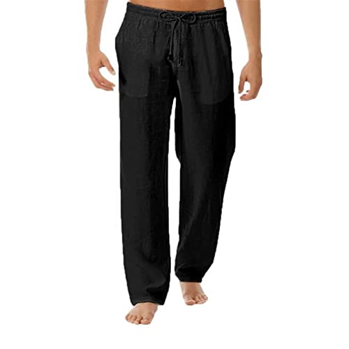 XUEBIN Herren Leinenhose Sommer Lange Lässige Atmungsaktive Herrenbekleidung + Weiche Und Bequeme Herren Leinenhose, Strandhose Geeignet Für Strand, Zuhause, Täglichen Gebrauch Herrenhosen von XUEBIN