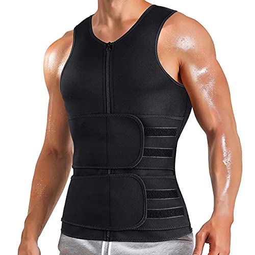 XUEBIN Tanktop für Herren, aus Neopren, mit Reißverschluss, für Training, Abnehmweste für den Gewichtsverlust Sauna Waist Trainer Slimming Undershirt Saunaanzug (Color : Black, Size : M) von XUEBIN