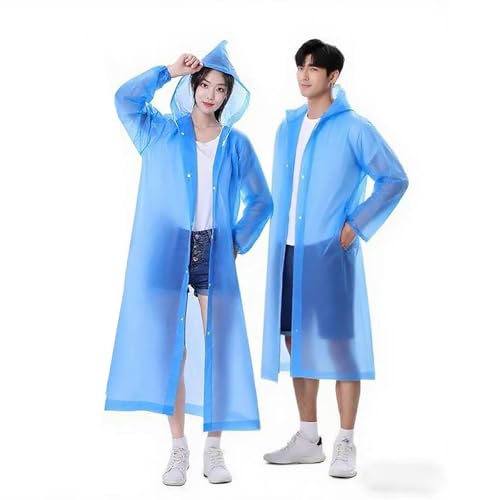 2 Stück Regenponcho Damen Herren Regencape Festival Regen Poncho Wasserdicht Blau Durchsichtig Regenmantel Regencape mit Kapuze Regenmantel im Freien Regenponcho Poncho Wandern Faltbar für Outdoor von XUEHOU