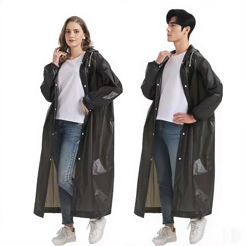 2 Stück Regenponcho Damen Herren Regencape Festival Regen Poncho Wasserdicht Schwarz Durchsichtig Regenmantel Regencape mit Kapuze Regenmantel im Freien Regenponcho Poncho Wandern Faltbar für Outdoor von XUEHOU