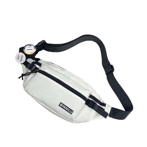 Bauchtasche Tasche Damen Crossbody Bag Hüfttasche Umhängetasche Polyester Gürteltasche Herren Crossbody Bag Sport Mode-Hüfttaschen Handytasche Wasserdicht Cordtaschen Weiß für Outdoor von XUEHOU