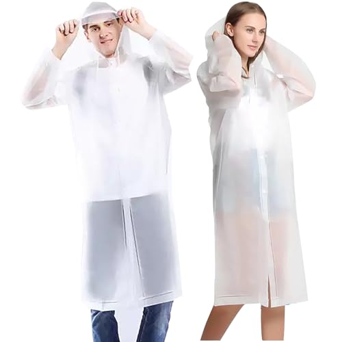 XUEHOU 2 Stück Regenponcho Damen Herren Regencape Festival Regen Poncho Wasserdicht Durchsichtig Regenmantel Regencape mit Kapuze Regenmantel im Freien Regenponcho Poncho Wandern Faltbar für Outdoor von XUEHOU