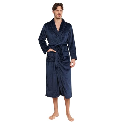 Bademantel Herren Flauschig - Morgenmantel Herren Winter - Nachthemden Für Langarm Flanell Hausmantel Warm Nachtwäsche Große Größen Frotteemantel Für Baumwolle Bademantel Flauschig Schlafoveralls von XUEJIANN