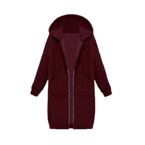XUEJIANN Fleecejacke Damen Mit Kapuze Große Größen - Joggingjacken Für Damen Lang - Sweatjacke Oversize Gefüttert Casual Jacke Wintermantel Schwarz Mantel Elegant Lang Übergangsjacke Lang/Sweatshirt von XUEJIANN