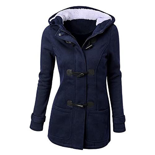 XUEJIANN Fleecejacke Damen Mit Kapuze：Winterjacke Damen Anker Warme Winterjacke Einfarbig Winddicht Wintermantel Softshelljacke Melange Trachtenjacken -Strickjacken Wintermantel Damen Elegant von XUEJIANN