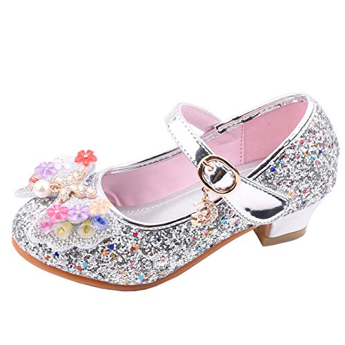 XUEJIANN Mädchen Prinzessinnen Schuhe Elegant Kinderschuhe Bowknot Strasssteine Pailletten Mary Jane Kristall Tanzschuhe Festliche Kleidschuhe Ballettschuhe Rutschfeste Hochzeit Pumps von XUEJIANN