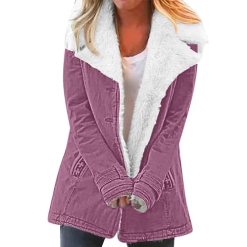 XUEJIANN Winterjacke Damen Grosse Grössen Warm - Plüsch Jacken Für Damen - Fleecejacke Warm Übergröße Softshelljacke Melange Thermomantel Elegant Steppmantel Winter Große Größen/Strickjacken von XUEJIANN