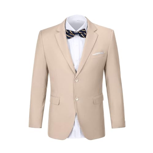 XUELC Herren Anzug Blazer Jacken Sport Mäntel Smoking Solide Zwei Knöpfe Kerbe Revers für Abschlussball Hochzeit, Champagner, 3XL von XUELC