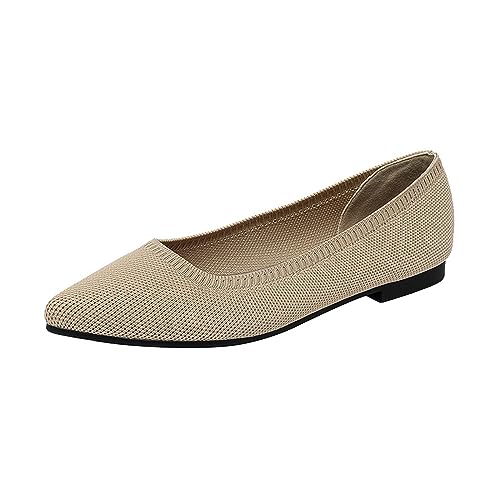 XUEMEIZI Slip-On-Schuhwerk, Faltbare, Flache Schuhe, Spitze Zehen, Flache Mädchen-Flats, Elegante Schuhe for die Arbeit und das Büro (Color : Camel, Size : 34) von XUEMEIZI