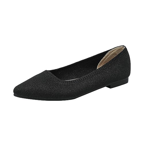 XUEMEIZI Slip-On-Schuhwerk, Faltbare, Flache Schuhe, Spitze Zehen, Flache Mädchen-Flats, Elegante Schuhe for die Arbeit und das Büro (Color : Noir, Size : 34) von XUEMEIZI