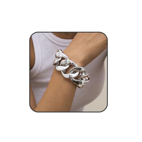 XUENMB Klobige goldene Gliederkettenarmbänder für Damen und Herren, funkelnd, große Büroklammerketten, Armband, gedrehtes Seilarmband, Sommer, Surfer, wasserdichter Schmuck (Silberkette) von XUENMB