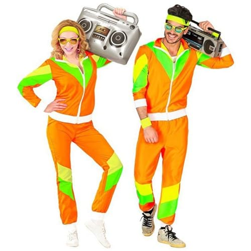 80er & 90er Jahre Trainingsanzug im Retro-Stil für Herren Damen,90er 80er Jahre Outfit Herren Trainingsanzug Jacke Hose Anzug für Schlagerparty Bad Taste Outfit Paare Karneval Mottoparty Karneval von XUEQINGDE