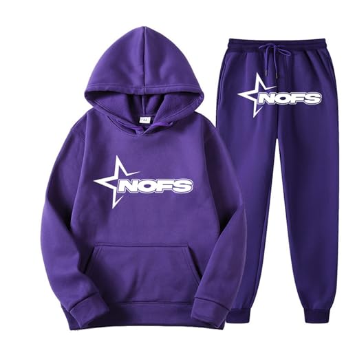 NOFS Jogginganzug Streetwear Tracksuit für Herren Corteiz Tracksuit Buchstaben Druck Lose Hoodies und Jogginghosen Y2K Hip Hop Streetwear Unisex Pullover Oberteile und Sporthosen Trapstar Anzug von XUEQINGDE