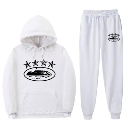 NOFS Jogginganzug Streetwear Tracksuit für Herren Corteiz Tracksuit Buchstaben Druck Lose Hoodies und Jogginghosen Y2K Hip Hop Streetwear Unisex Pullover Oberteile und Sporthosen Trapstar Anzug von XUEQINGDE