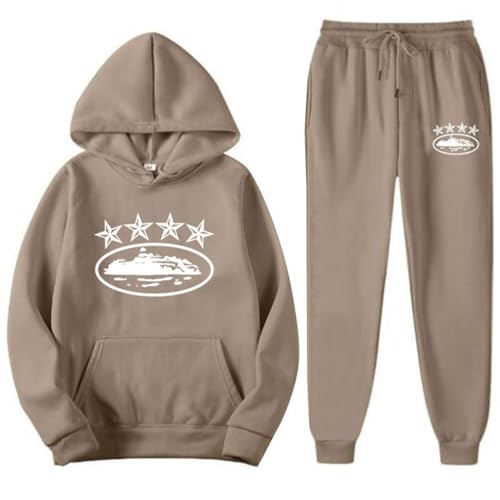 NOFS Jogginganzug Streetwear Tracksuit für Herren Corteiz Tracksuit Buchstaben Druck Lose Hoodies und Jogginghosen Y2K Hip Hop Streetwear Unisex Pullover Oberteile und Sporthosen Trapstar Anzug von XUEQINGDE