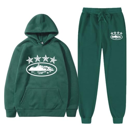 NOFS Jogginganzug Streetwear Tracksuit für Herren Corteiz Tracksuit Buchstaben Druck Lose Hoodies und Jogginghosen Y2K Hip Hop Streetwear Unisex Pullover Oberteile und Sporthosen Trapstar Anzug von XUEQINGDE