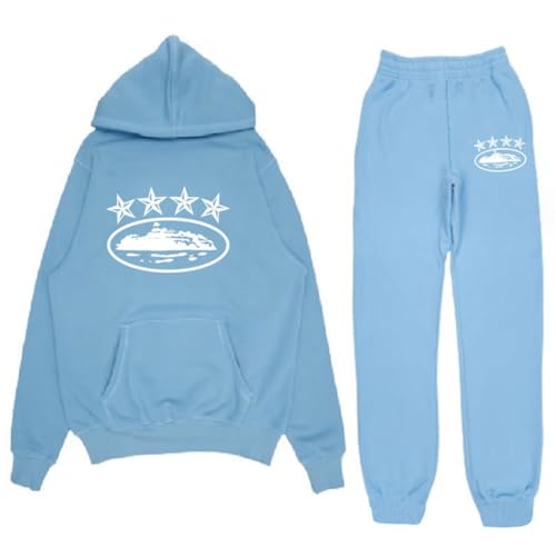 NOFS Jogginganzug Streetwear Tracksuit für Herren Corteiz Tracksuit Buchstaben Druck Lose Hoodies und Jogginghosen Y2K Hip Hop Streetwear Unisex Pullover Oberteile und Sporthosen Trapstar Anzug von XUEQINGDE