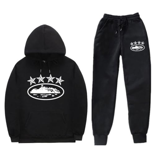 NOFS Jogginganzug Streetwear Tracksuit für Herren Corteiz Tracksuit Buchstaben Druck Lose Hoodies und Jogginghosen Y2K Hip Hop Streetwear Unisex Pullover Oberteile und Sporthosen Trapstar Anzug von XUEQINGDE