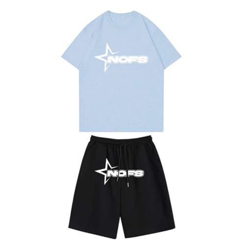 NOFS Short Set Herren,NOFS Jogger Herren Trainingsanzug,NOFS Tracksuit NOFS T-Shirt für Herren,Y2K 2-teiliges Set mit T-Shirt und Kurze Hose,Unisex Anzug NOFS Short von XUEQINGDE