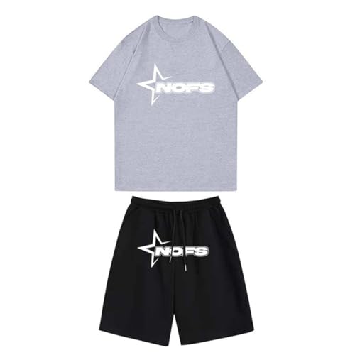 NOFS Short Set Herren,NOFS Jogger Herren Trainingsanzug,NOFS Tracksuit NOFS T-Shirt für Herren,Y2K 2-teiliges Set mit T-Shirt und Kurze Hose,Unisex Anzug NOFS Short von XUEQINGDE