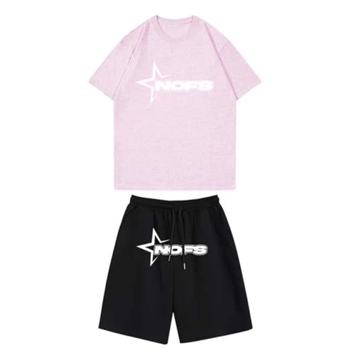 NOFS Short Set Herren,NOFS Jogger Herren Trainingsanzug,NOFS Tracksuit NOFS T-Shirt für Herren,Y2K 2-teiliges Set mit T-Shirt und Kurze Hose,Unisex Anzug NOFS Short von XUEQINGDE