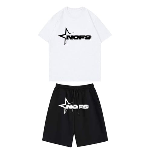 NOFS Short Set Herren,NOFS Jogger Herren Trainingsanzug,NOFS Tracksuit NOFS T-Shirt für Herren,Y2K 2-teiliges Set mit T-Shirt und Kurze Hose,Unisex Anzug NOFS Short von XUEQINGDE