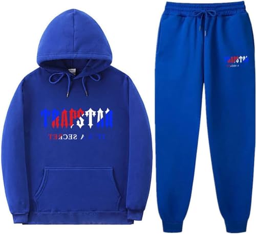 XUEQINGDE Trapstar London Tracksuit für Herren Y2K Jogginganzug Trapstar Pullover Hooded Jacket & Trousers mit Allmähliche Veränderung Monogramm Reine-Farbe Sportkleidung von XUEQINGDE