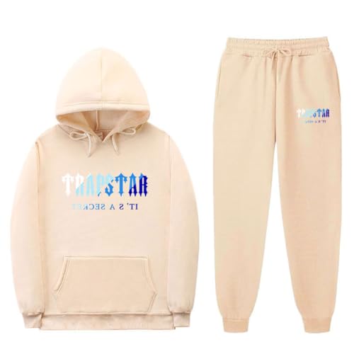 XUEQINGDE Trapstar London Tracksuit für Herren Y2K Jogginganzug Trapstar Pullover Hooded Jacket & Trousers mit Allmähliche Veränderung Monogramm Reine-Farbe Sportkleidung von XUEQINGDE