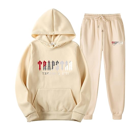 XUEQINGDE Trapstar London Tracksuit für Herren Y2K Jogginganzug Trapstar Pullover Hooded Jacket & Trousers mit Allmähliche Veränderung Monogramm Reine-Farbe Sportkleidung von XUEQINGDE