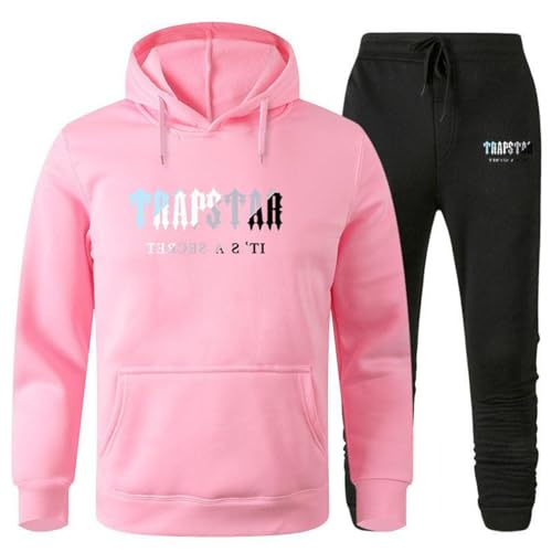 XUEQINGDE Trapstar London Tracksuit für Herren Y2K Jogginganzug Trapstar Pullover Hooded Jacket & Trousers mit Allmähliche Veränderung Monogramm Reine-Farbe Sportkleidung von XUEQINGDE