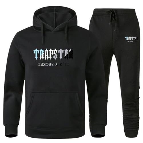 XUEQINGDE Trapstar London Tracksuit für Herren Y2K Jogginganzug Trapstar Pullover Hooded Jacket & Trousers mit Allmähliche Veränderung Monogramm Reine-Farbe Sportkleidung von XUEQINGDE