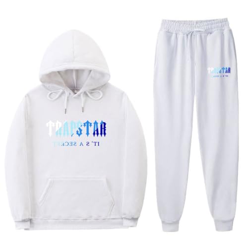 XUEQINGDE Trapstar London Tracksuit für Herren Y2K Jogginganzug Trapstar Pullover Hooded Jacket & Trousers mit Allmähliche Veränderung Monogramm Reine-Farbe Sportkleidung von XUEQINGDE