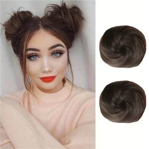 Haarknoten, 2 PCS Mini Klaue Clip in Messy & Katzenohren Haar Dutt Extensions Perücke Zubehör Hochsteckfrisur Haarteile for Frauen Mädchen Damen(Dark brown) von XUEQIZHENG