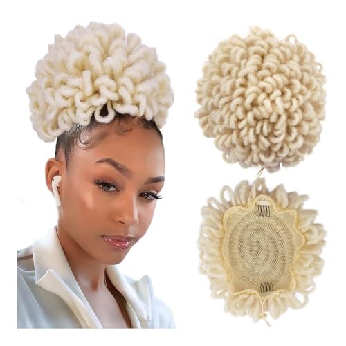 Haarknoten, Clip-In-Haarknoten for schwarze Frauen, synthetischer Pferdeschwanz mit Kordelzug Damen(White) von XUEQIZHENG