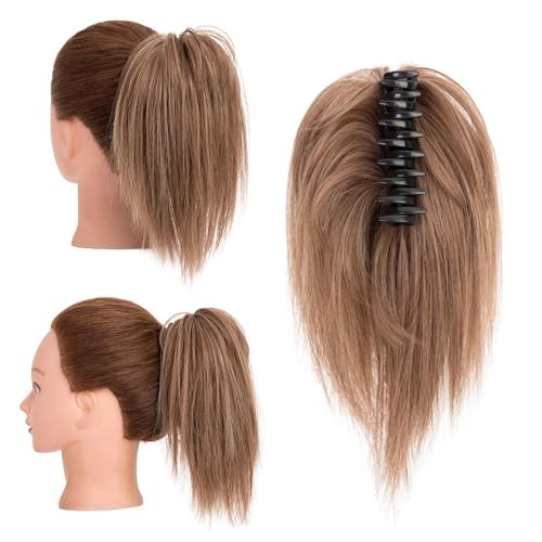 Haarknoten, Clip-in-Haarverlängerungen 12 Zoll – Synthetische Chignon-Pferdeschwanz-Haargummis for Frauen Damen(Light brown) von XUEQIZHENG