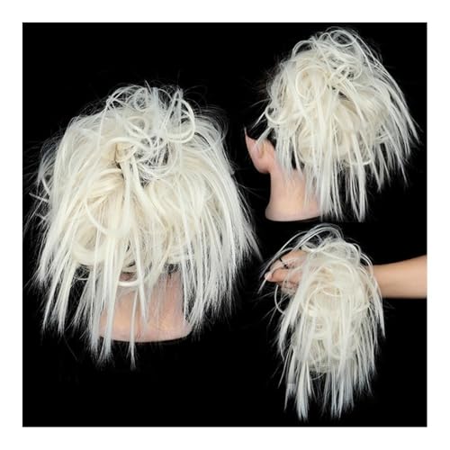 Haarknoten, Kurze, lockige Chignon-Haarteile for Frauen, inklusive Gummiband und synthetischem Haargummi Damen(White) von XUEQIZHENG