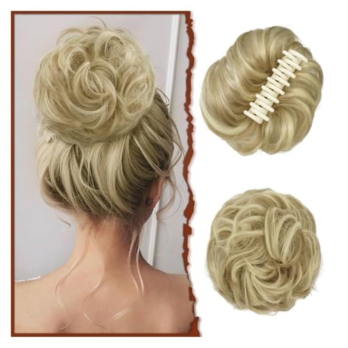 Haarknoten, Synthetische Haarklammer for Damen – gewellter, lockiger, unordentlicher Dutt, zerzaustes Hochsteckfrisur-Haar-Accessoire Damen(Brownish Gold) von XUEQIZHENG
