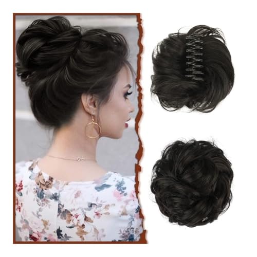 Haarknoten, Synthetische Haarklammer for Damen – gewellter, lockiger, unordentlicher Dutt, zerzaustes Hochsteckfrisur-Haar-Accessoire Damen(Dark BLACK) von XUEQIZHENG