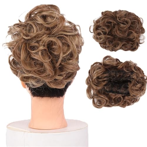 Haarknoten, Synthetischer Kamm-Clip – Locken-Dutt-Verlängerung for Frauen – Ideales Chignon-Hochsteckfrisur-Haarteil Damen(Brown yellow) von XUEQIZHENG