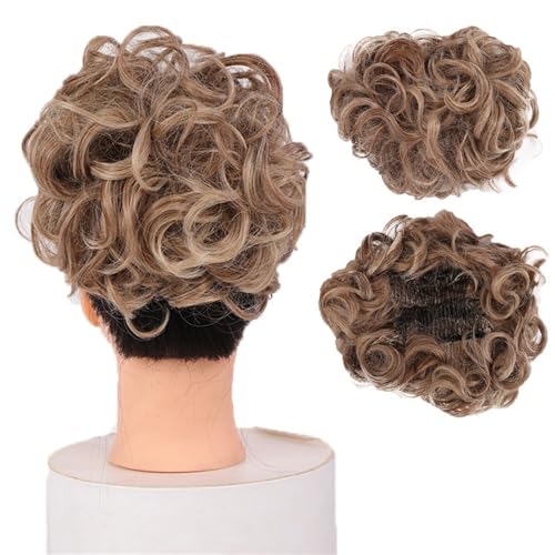 Haarknoten, Synthetischer Kamm-Clip – Locken-Dutt-Verlängerung for Frauen – Ideales Chignon-Hochsteckfrisur-Haarteil Damen(Dark gold) von XUEQIZHENG