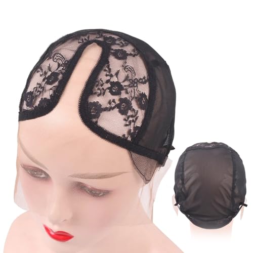 Lace Perücken-Kappe Perückenkappen für Frauen, T-Form transparente Spitzenperückenkappe Netz, nicht rutschfeindliche Perücken Grip Cap mit elastischen Band, um Perücken an Ort und Stelle zu von XUEYEGONGJI