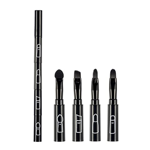 Make-up-Bürsten 1pc 4 in 1 Premium abtrennbare Pinsel Multitionen Kosmetische Make-up-Pinsel Lippenbürste Lidschatten-Pinsel Augenbrauenpinsel Tragbares Reisemake-up-Pinsel-Kit (schwarz) von XUEYEGONGJI