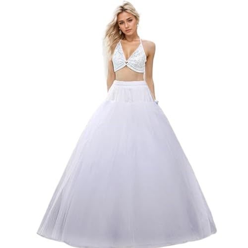 XUEYEGONGJI Crinoline Unterrock für Frauen 8-Layer Puffy Tulle Petticoat mit Satinfutter ähliger Langer Petticoat mit einstellbar von XUEYEGONGJI