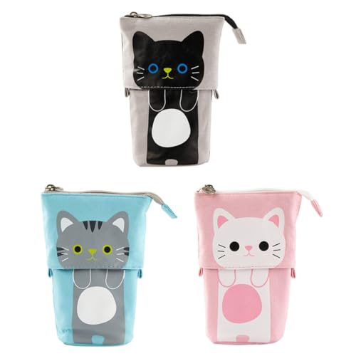 XUEYEGONGJI Teleskope Bleistiftkoffer süßer Katze Stand -up -Stift -Beutelhalter Multifunktionaler Kosmetikbeutel 3pcs Teleskopstifthalter XUEYEGONGJI Teleskope Bleistiftkoffer süßer Katze Stand -up -Stift -Beutelhalter Multifunktionaler Kosmetikbeutel 3pcs Teleskopstifthalter von XUEYEGONGJI