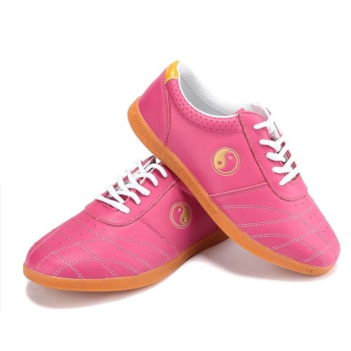 XUHCLY Tai-Chi Schuhe Leichte Atmungsaktiv Leder Karate Kampfsportschuhe Herren Damen Karate Trainingsschuhe,Kung-Fu Schuhe (Size:38 EU/6 US,Color:Pink) von XUHCLY