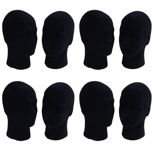 Polystyrol Schwarz Schaum Herren Modell Mannequinkopf Dummy Stand Shop Display Hut, 8 X SCHWARZ von XUJIAN