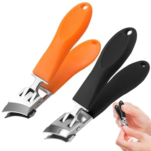 Schräger Nagelknipser mit Weiter Backenöffnung und Spritzschutz, Spritzfreier Nagelschneider für Männer, Schräger Nagelknipser, 2 Stück Gegen Eingewachsene Nägel von XUJIAN