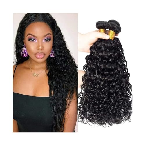 Echthaarbündel Wasser Welle Bundles Brasilianische Menschliches Haar Bundles 3/4 Pcs Welle Lockige Webart Bundles 12-40 Zoll Remy Haar Extensions for Schwarze Frauen Haarverlängerung(14 14 14 14) von XUJUAN-0227